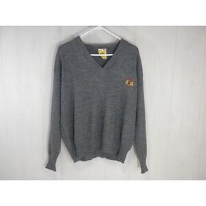 Tex‎ Print Sweater Mens XL Gray Wool V Neck Knit Paddy Irish Whiskey Vintage